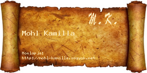Mohl Kamilla névjegykártya